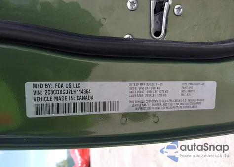 2020 Dodge Charger Scat Pack Widebody Rwd из США, поврежденный, VIN 2C3CDXGJ7LH114364